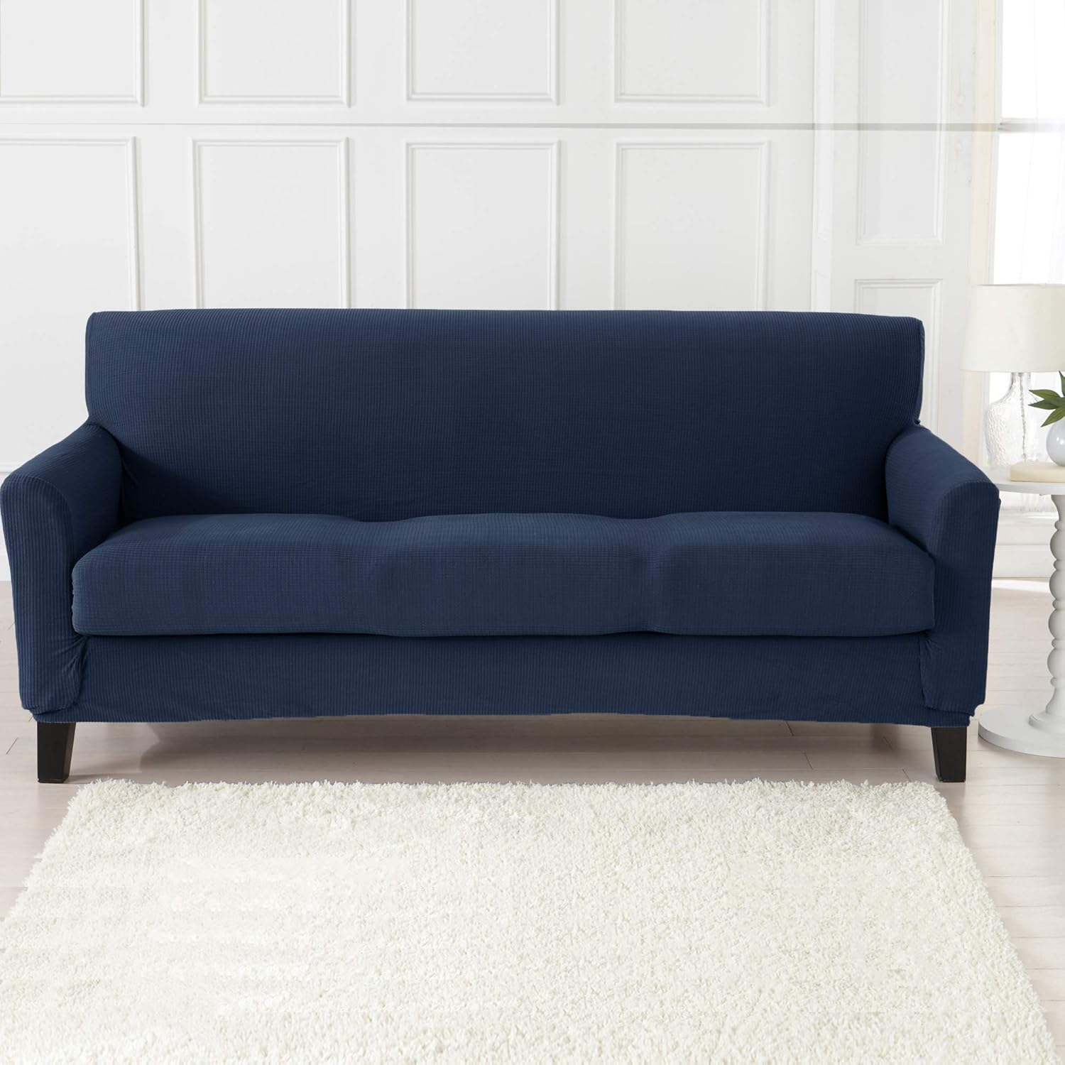 Great Bay Home Popcorn Textured Chair Slipcover. Form Fit, Slip Resistant, Strapless Slipcover. Stretch Arm Chair Slipcover. Kova Collection (Chair, Frost Gray): Furniture & Decor