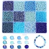 7380 Pcs Glass Seed Beads, 3mm 8/0 Bracelet Seed Beads for Jewelry 12 Colors Round Assorted Glass Beads for Friendship Bracelets Jewelry Making, and DIY Crafts with a 12-Grid Plastic Storage Box