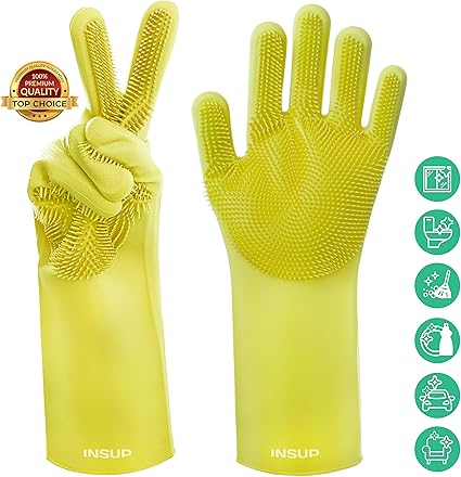 Amazon Com Insup Premium Dishwashing Gloves With Bristles