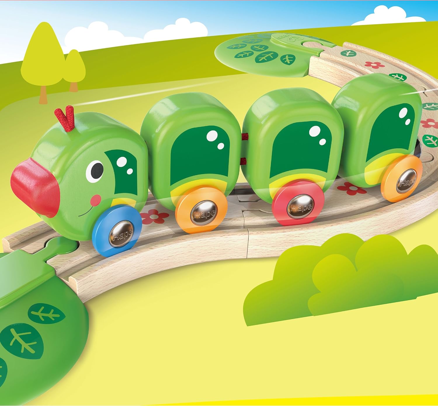 hape caterpillar train set