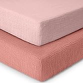 Dreamology Muslin Crib Sheets,Girls,Boys,Standard Crib Sheet,2 Pack,Soft,Pink Crib Sheet,100% Cotton Crib Sheets for Standard Cribs and Toddler Bed Fitted Sheet,52x28 Crib Mattress Sheets | Rose,Pink