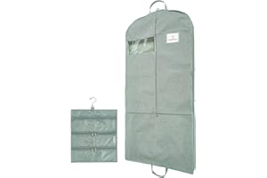 Premium Waterproof Hanging Garment Bag - 52 inch Clothes Bag with Gusset, 4 Pockets & Side Zip for Dance Costumes, Skating, T