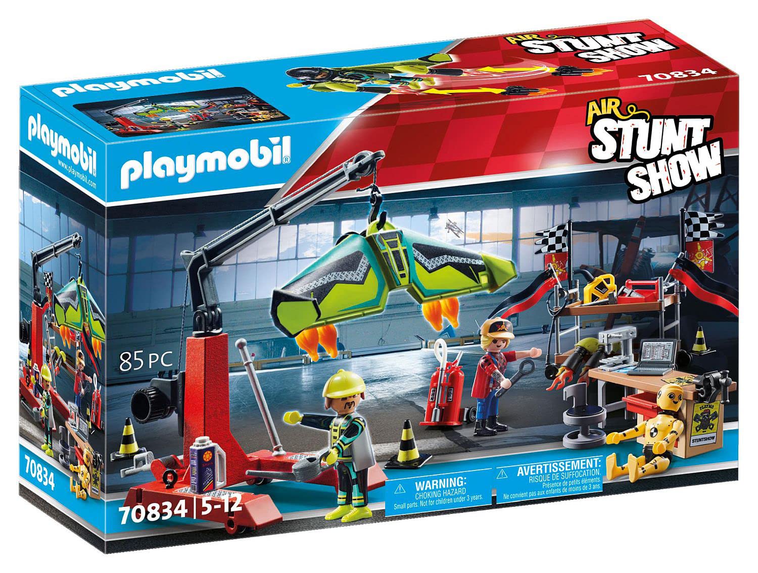 Playmobil Air Stunt Show 70834 Service Station, Toy Plane Workshop, Aeroplane Toys for 5+ Year Olds