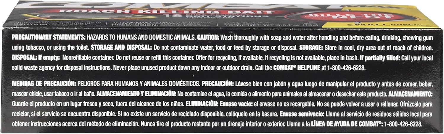 Combat Max 12 Month Roach Killing Bait, Small Roach Bait Station, Child-Resistant, 18 Count: Health & Personal Care