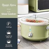 Swan Retro Slow Cooker 3.5L 200W Green SF17021GN with 3 Temps view 3