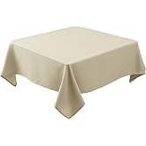 Textured Square Tablecloth-Fabric Spillproof Table Cloths-Natural 54x54" | Fits 24"-42" Tables-Washable Water Resistant Small Folding Card Table Covers-Kitchen Dining Outdoor Party Wedding Restaurant