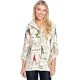 John Mark Womens Wire Collar Button Front with Cinch Tie Sleeves