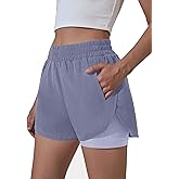 BMJL Womens 7" Inch Inseam Shorts Long High Waisted Shorts Running Athletic Shorts with Zipper Pockets