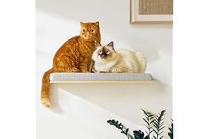 Extra Large 23.6”x12.6” CALLICO HAVEN- Stylish Cat Wall Shelves with Cushion, Modern Wall-Mounted Cat Tree Furniture, Window Cat Shelf & Perch, Sturdy/Hidden Mounts, Washable Cover - Flat Shape