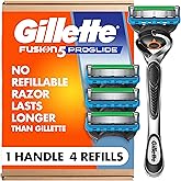 Gillette Fusion ProGlide Razor for Men, Handle + 4 Blade Refills, Plastic/Acrylic Handle
