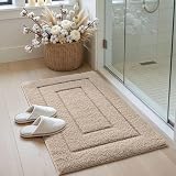 DEXI Bath Mat 50x80 cm Microfiber Non-Slip Beige, Ultra Soft, Machine Washable view 4