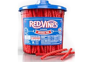 Red Vines Licorice Candy Original Red Flavor Soft Chewy Candy Twists, Red Licorice 3.5 Lb Jar