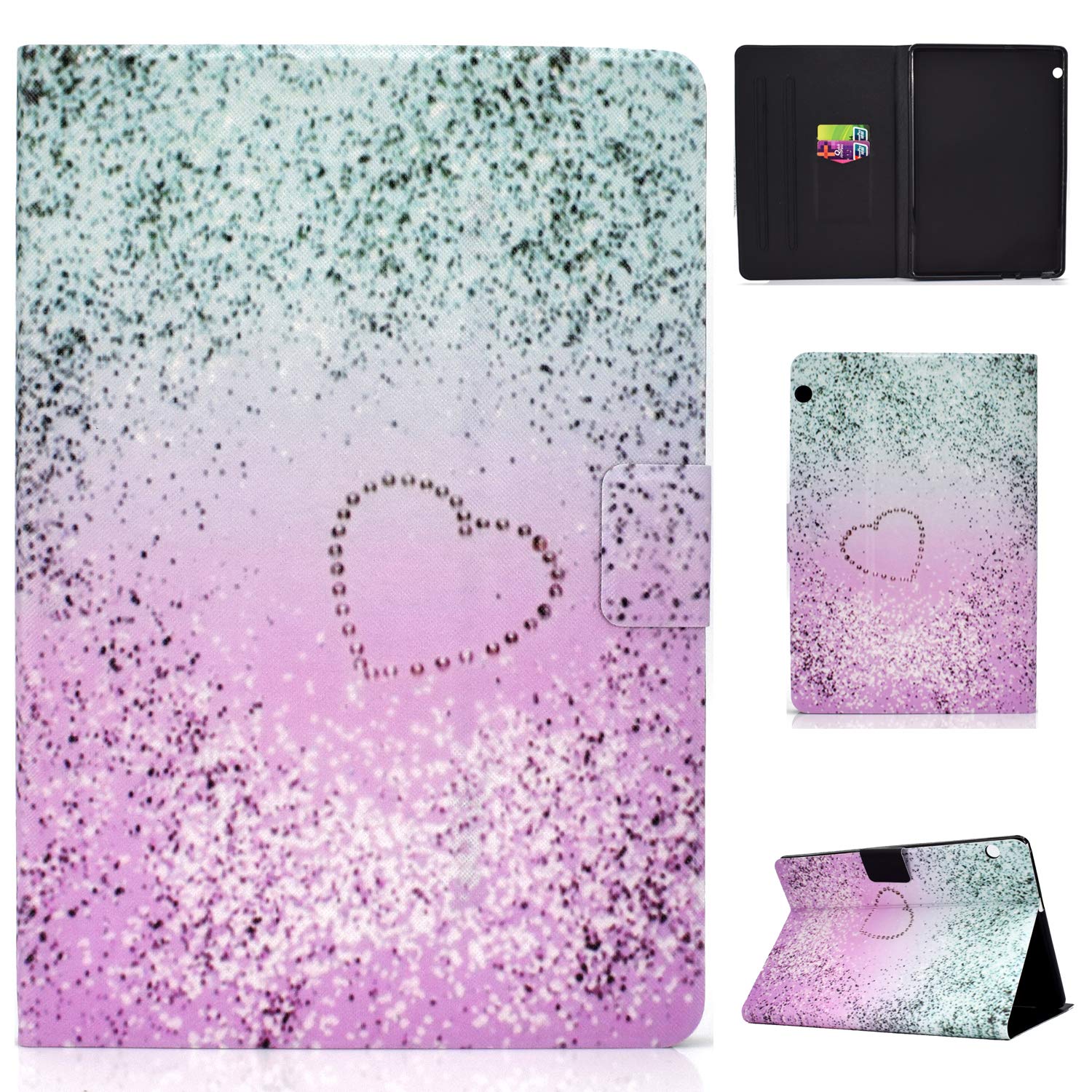 Lspcase Huawei Mediapad T5 10 Case PU Leather Tablet Protector Wallet Flip Cover Magnetic Buckle Card Slot Protective Case For Huawei Mediapad T5 10.1 Inch - Love