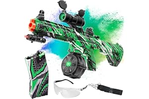 AKVICH Large Gel Ball Blaster with Drum, M416 Manual & Automatic Dual Mode Gel Ball Blaster, for Outdoor Activities - Shooting Team Game, Ages 12+, Green