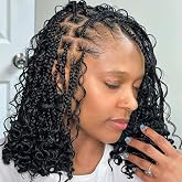 9 Packs Goddess Boho Box Braids Crochet Hair For Black Women 10 Inch 1B | Synthetic Pre-looped Bohemian Crochet Hair With Curly Ends, lightweight and soft, Natural-Looking Goddess Hair Extensions