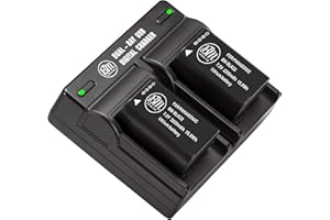 BM Premium 2 Pack of DMW-BLK22 High Capacity Battery and Dual Bay Battery Charger for Panasonic Lumix S1R II, DC-S5, S5 II, S