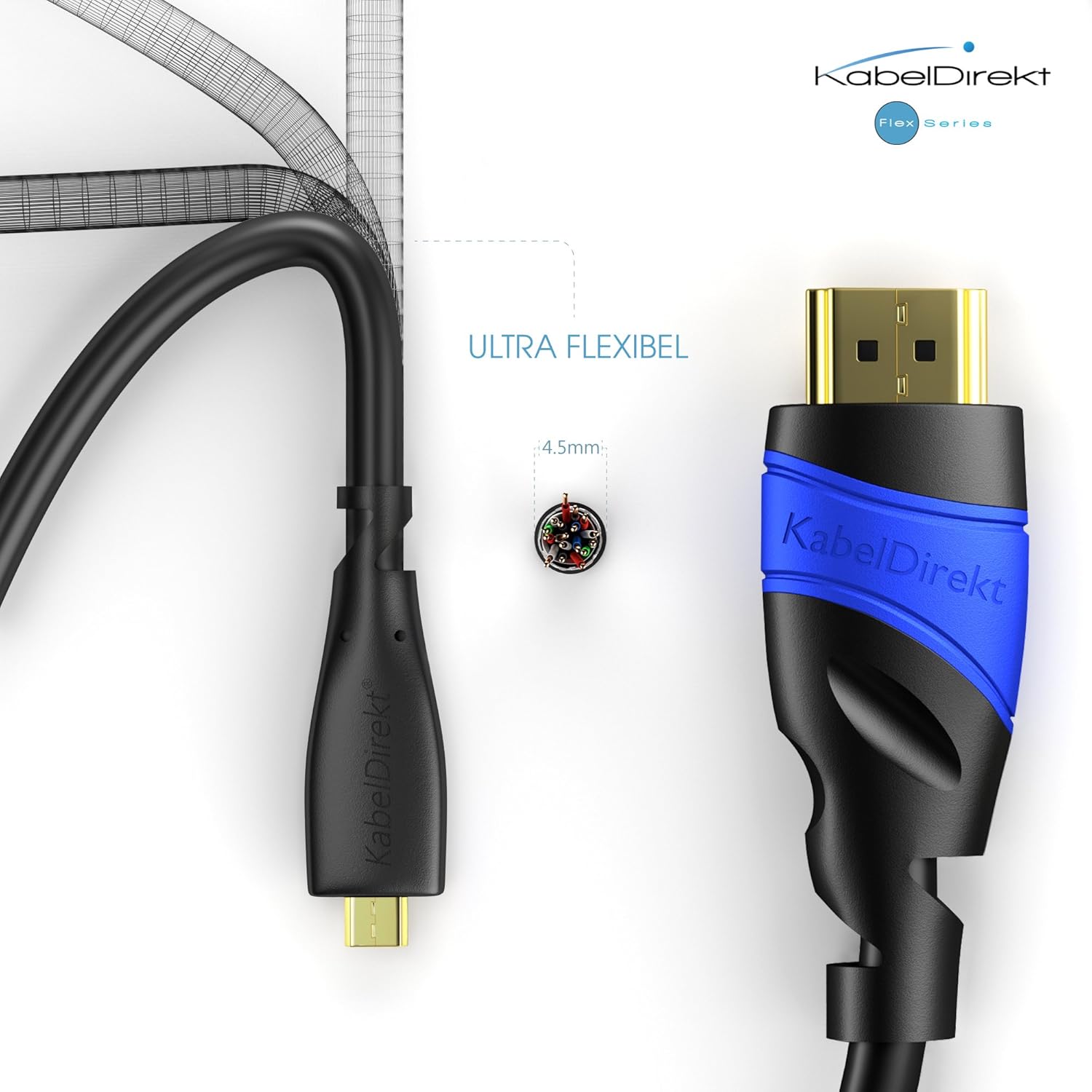 Micro HDMI cable with break-proof design, 1m (HDMI-A to Micro-HDMI, bidirectional - Image 4