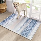 CRISTGEE Door Mat, Front Indoor Door Mat Faux Wool Non-Slip Entryway Rug Absorbent Abstract Throw Rug for Indoor Entrance Hallway Laundry Room, High Traffic Areas, 20X32 Inches, Blue Washable
