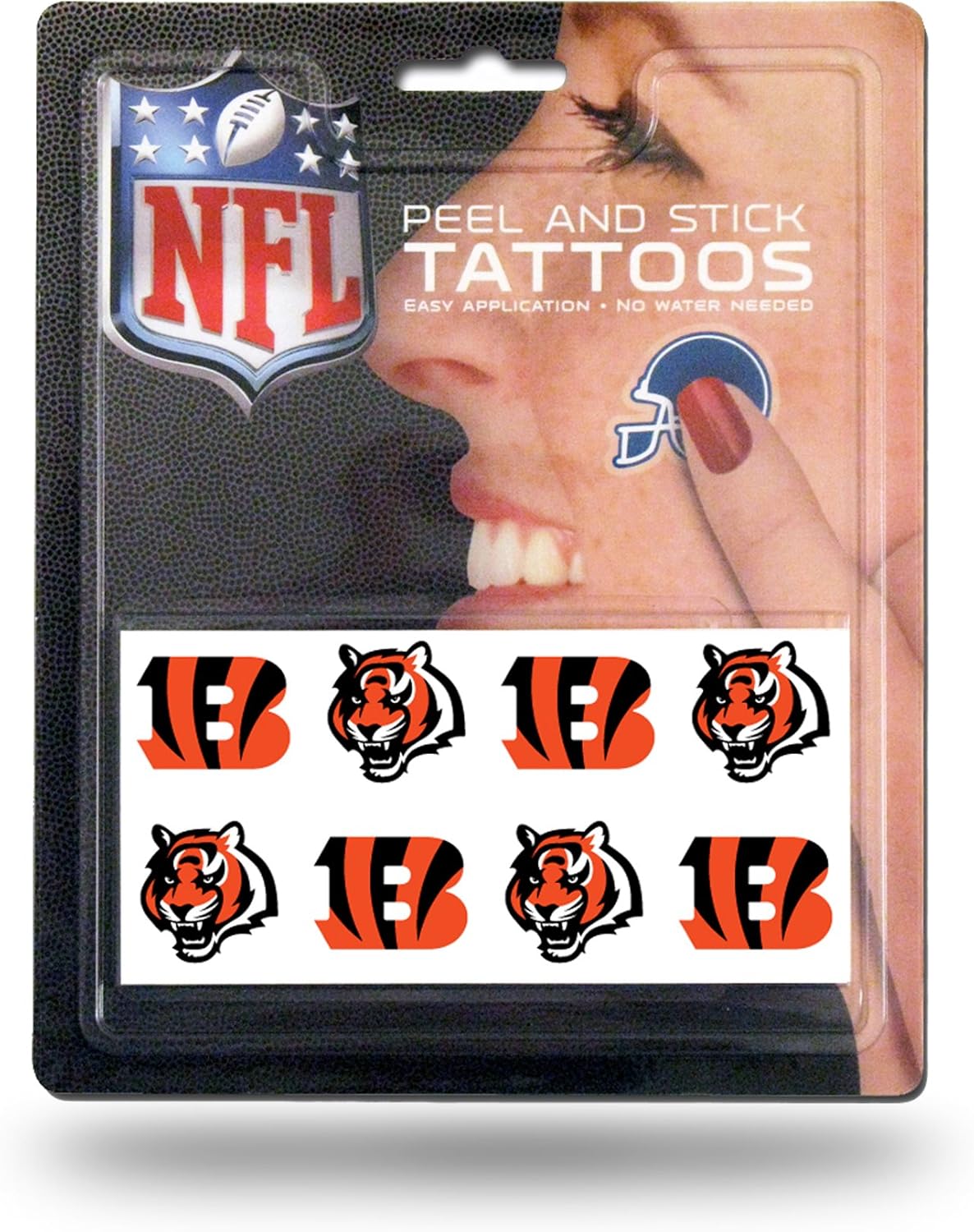 Amazon Com Nfl Rico Industries Face Tattoos 8 Piece Set Cincinnati Bengals Sports Fan Wallets Sports Outdoors