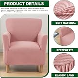 LiveGo Stretch Banquet Armchair Slipcover Pink, Non-Slip Waterproof Knit Chair view 4
