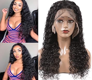 Amazon Com Deep Water Wave Human Hair Lace Front Wigs For Black