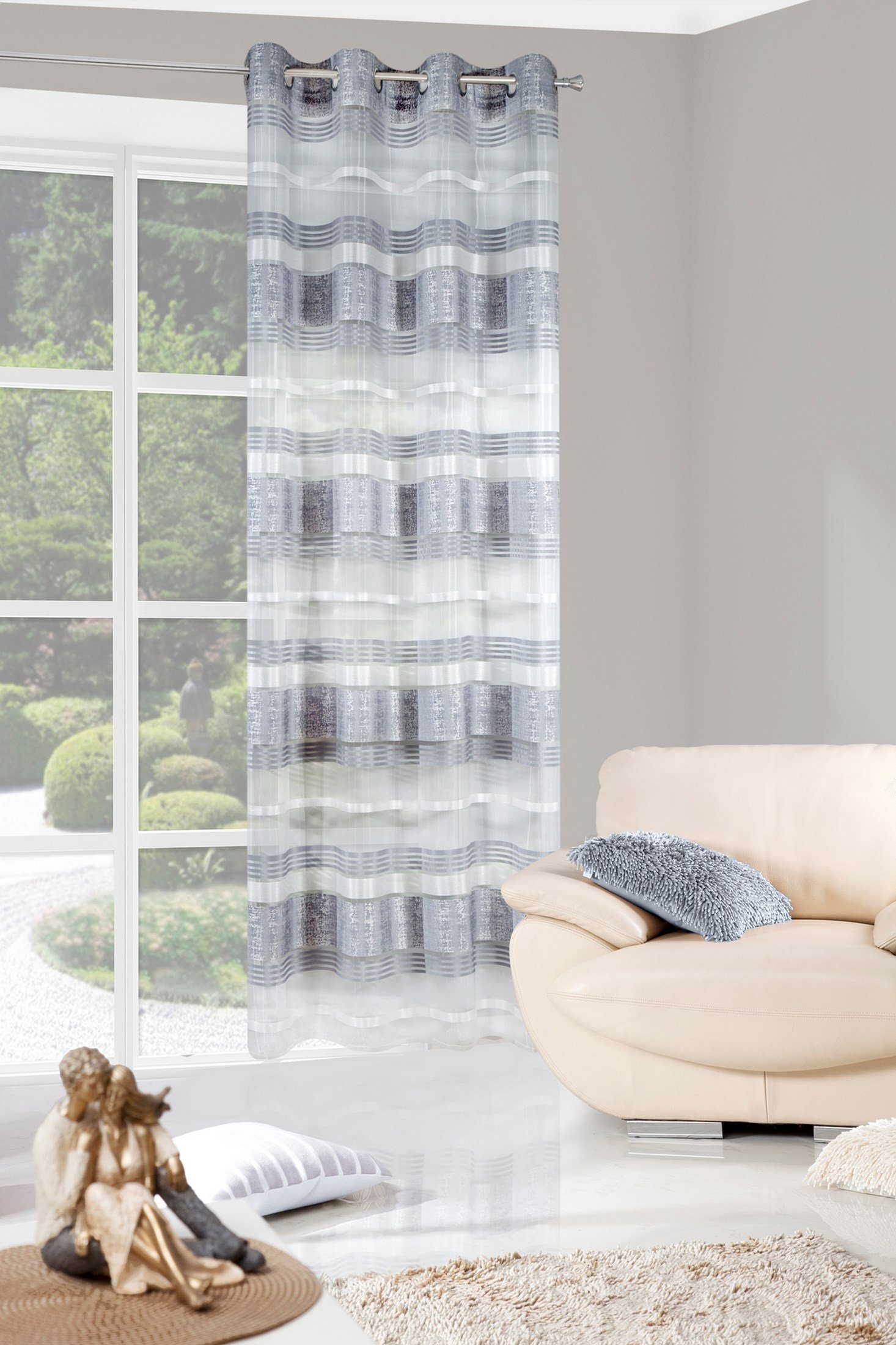 EuroF Irany Fir/Patrick/popi Curtain 140 x 250 x 0.3 cm – Grey – Fabric