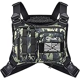 CVLIFE Outdoor Chest Bag for Men, Tactical Chest Pack, Adjustable Running Vest Bag, Lightweight Anti-theft EDC Rig for Hiking