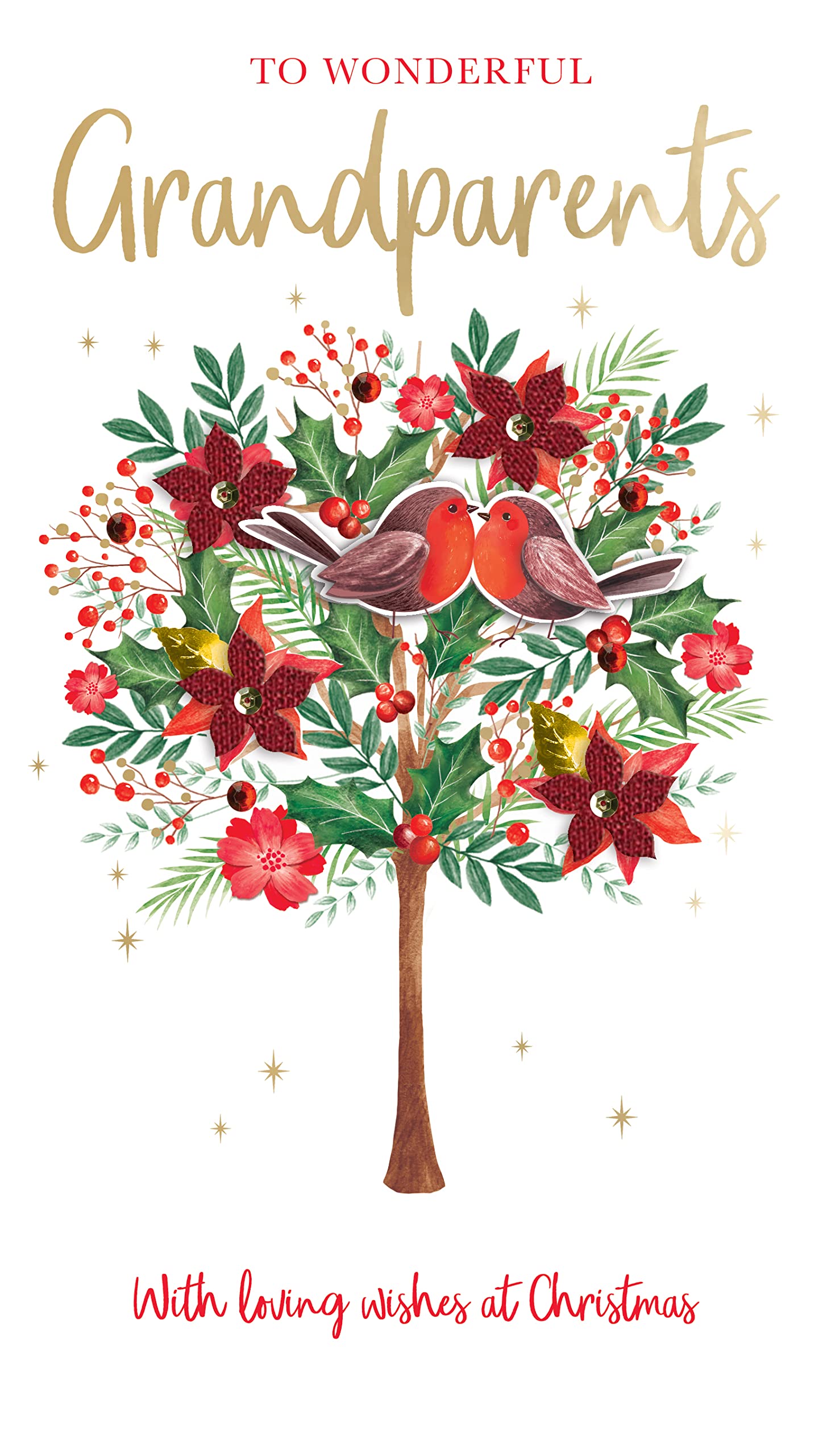 Wonderful Grandparents Embellished Christmas Card Hand-Finished Champagne Cards XCDC374