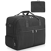 120L Foldable Large Travel Duffle Bag for Men and Women, Packable Duffel Bags with Shoe Compartment, Water Repellent & Tear Resistant (Black)