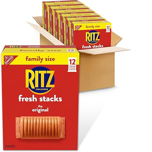 RITZ Fresh Stacks Original Crackers, Bulk Travel Snacks, Family Size, 6 Boxes (72 Multi Snack Packs)
