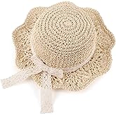 JANGANNSA Baby Girl Straw Hat Outdoor Baby Sun Protection Hats Summer Bowknot Beach Cap for Infant Toddler Girls