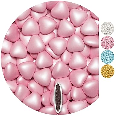 EinsSein® Schokoherzen Pearl 500g ca. 277 St. rosa med. Gastgeschenke Hochzeit Schokodragees schokolinsen dragees Süssigkeite