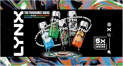 LYNX Fragrance Squad Gift Set 5x 150ml Body Sprays Africa Black Sunset Ice