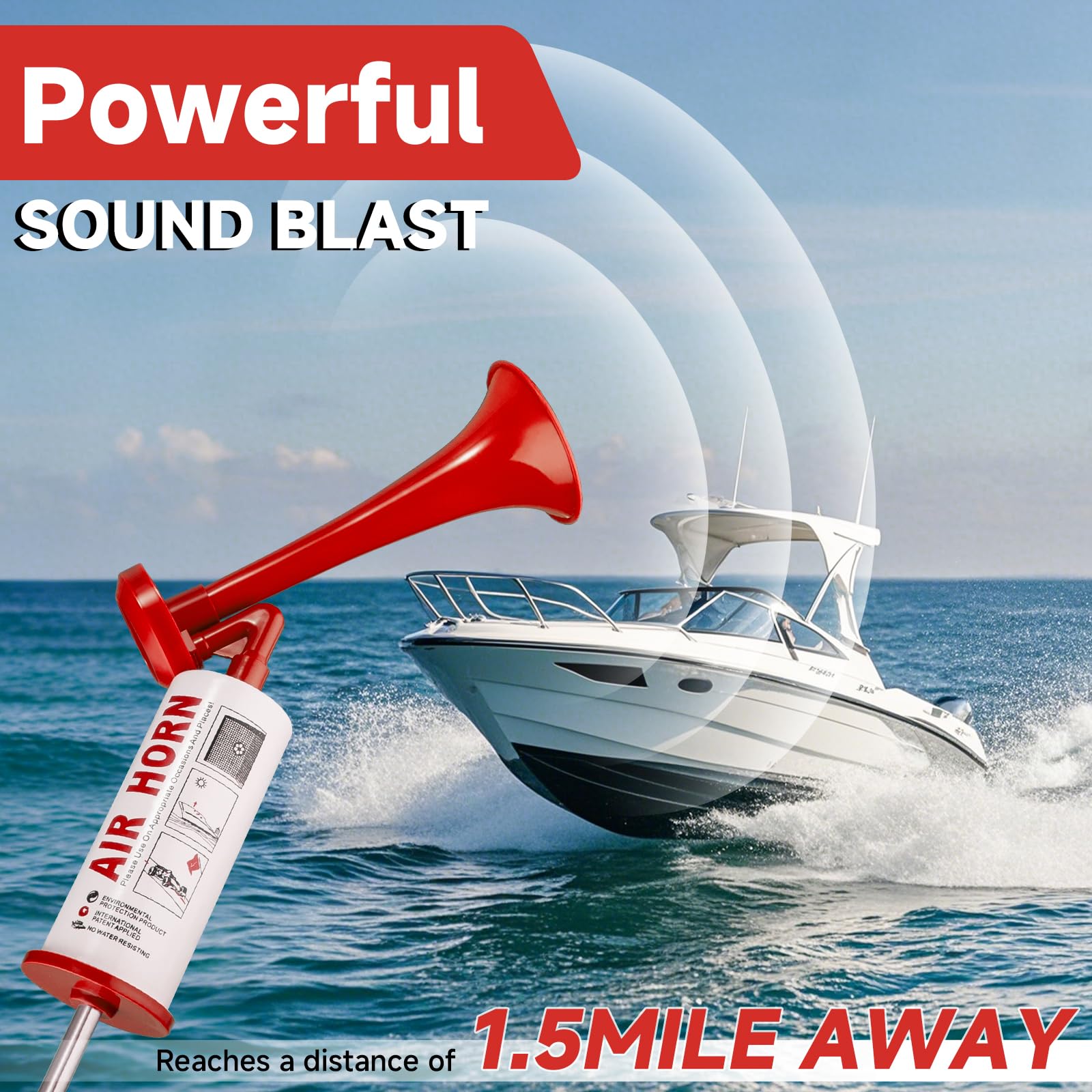 Handheld Air Horn, BANHAO Aluminum Loud Noise Maker Safety Boat Car Sports Events Handheld Air Pump Loud Safety Horn for Boats