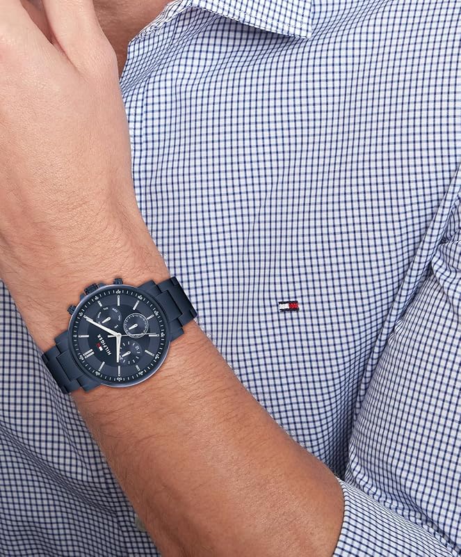 Multi Zifferblatt Quarz Uhr für Herren mit Blaues Edelstahlarmband - 1710705 — Foto 4 von 6