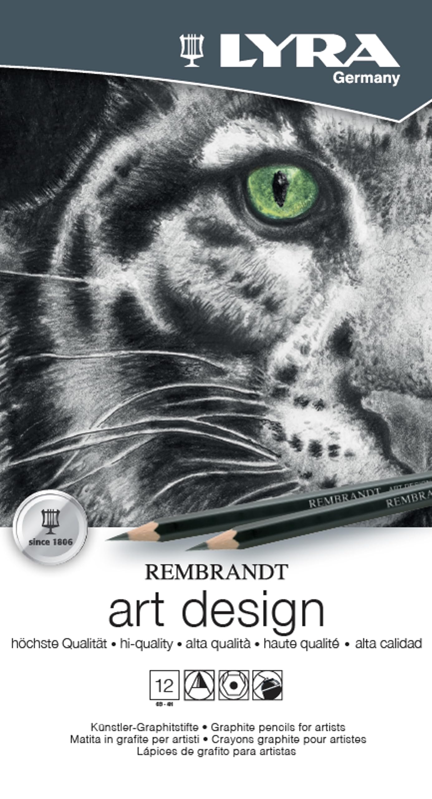 LYRA Rembrandt Art Design, Fine Art Graphite Sketching Set, 12 Assorted Pencils, For Professionals & Students