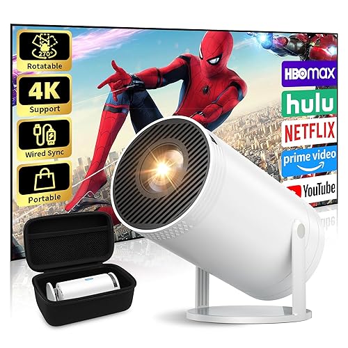 Mini Projector, Native 1080P Portable Projector with Carrying Case, 4K Support, 270°Rotatable Outdoor Movie Proyector, Home Theater Projector Compatible with Phone/TV Stick/Laptop/PS4/HDMI/USB