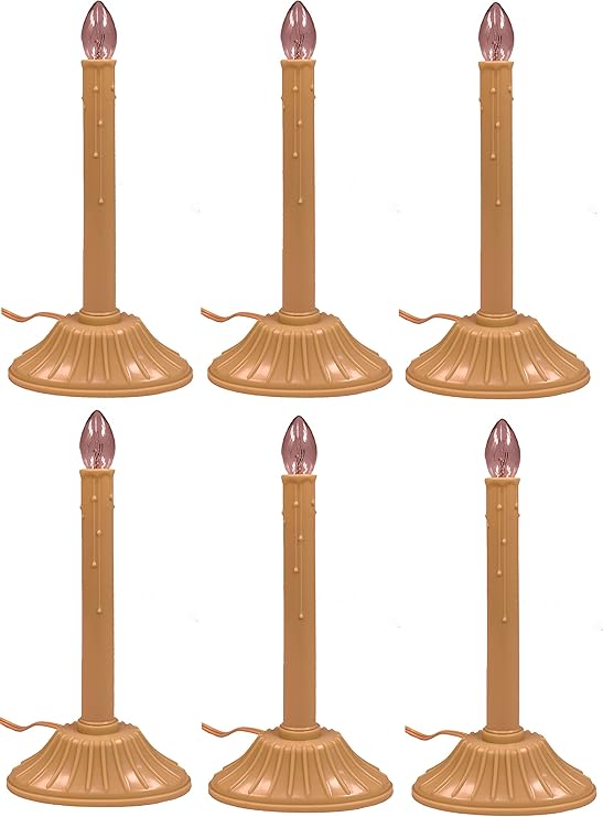 Amazon Com Creative Hobbies Electric Candolier Indoor Christmas Candle Lamp Ivory Plastic With Clear C7 Light Bulb Pack Of 6 Home Kitchen