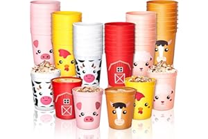 Erweicet 24pcs Farm Animal Birthday Decorations Cups,16oz Farm Animals Cups for Farm Theme Party Supplies Birthday Decorations