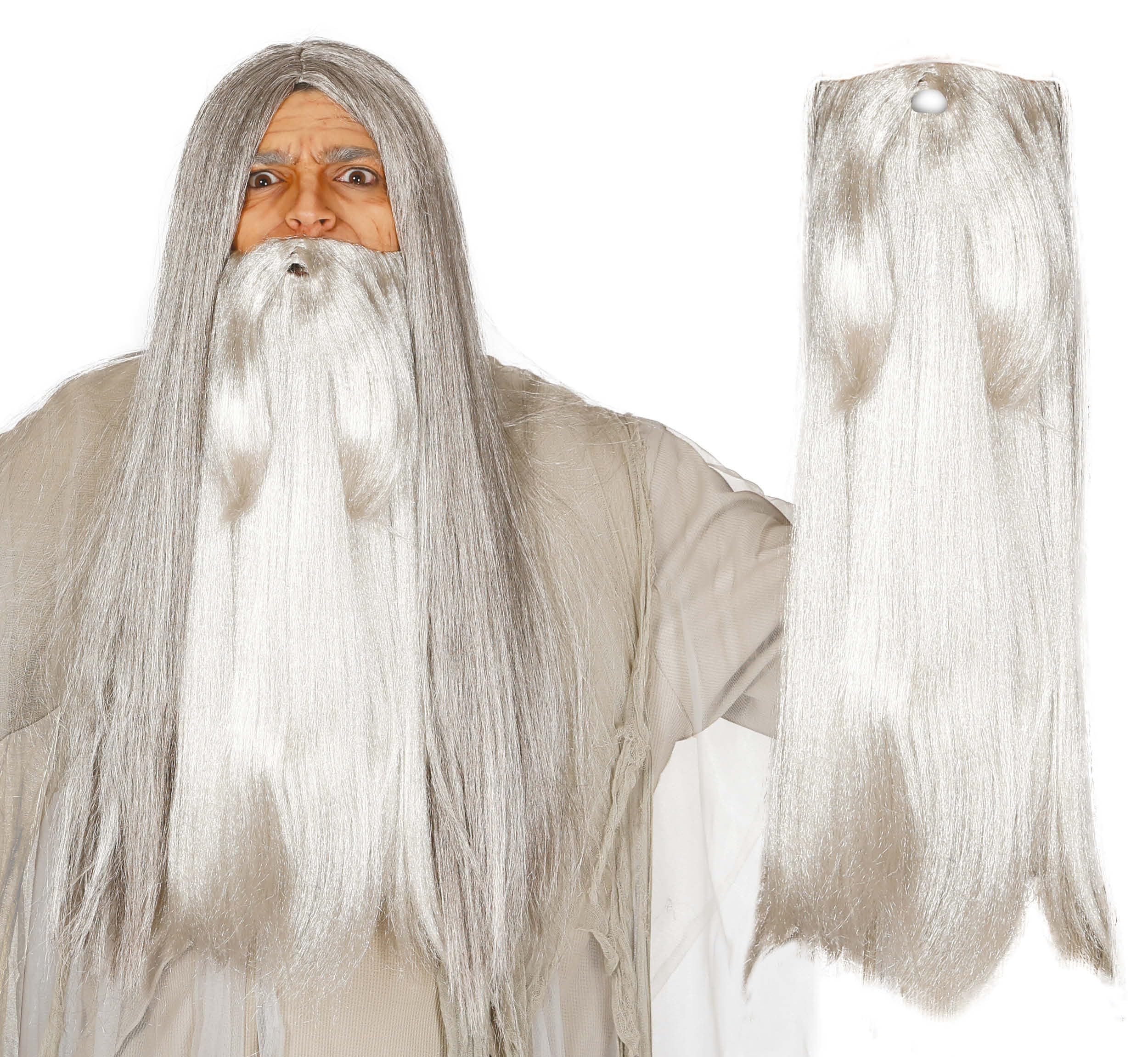 FIESTAS GUIRCA | Extra Grey Beard (One Size) - Fancy Dress Accessory for Adult Men - Ideal for Medieval and Gaulish Parties, Halloween and Carnival - Beards and Moustaches - Grey