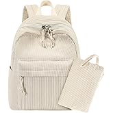 LEDAOU Mini Backpack Set Fashion Bookbags with Purse Wallet Cute Backpack Set for Women Teens School Travel Bag (2pcs+wallet, Beige)