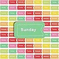 140 Pcs Day of The Week Stickers Monday to Sunday Self Adhesive Day of Week Stickers for Mini Back to School Date Covers Decorative Planner Removable Labels Journal School Supplies (Bright Colors)