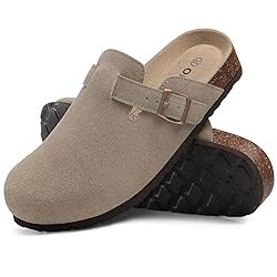 ODOLY Genuine Suede Clogs for Women Men Soft Cork