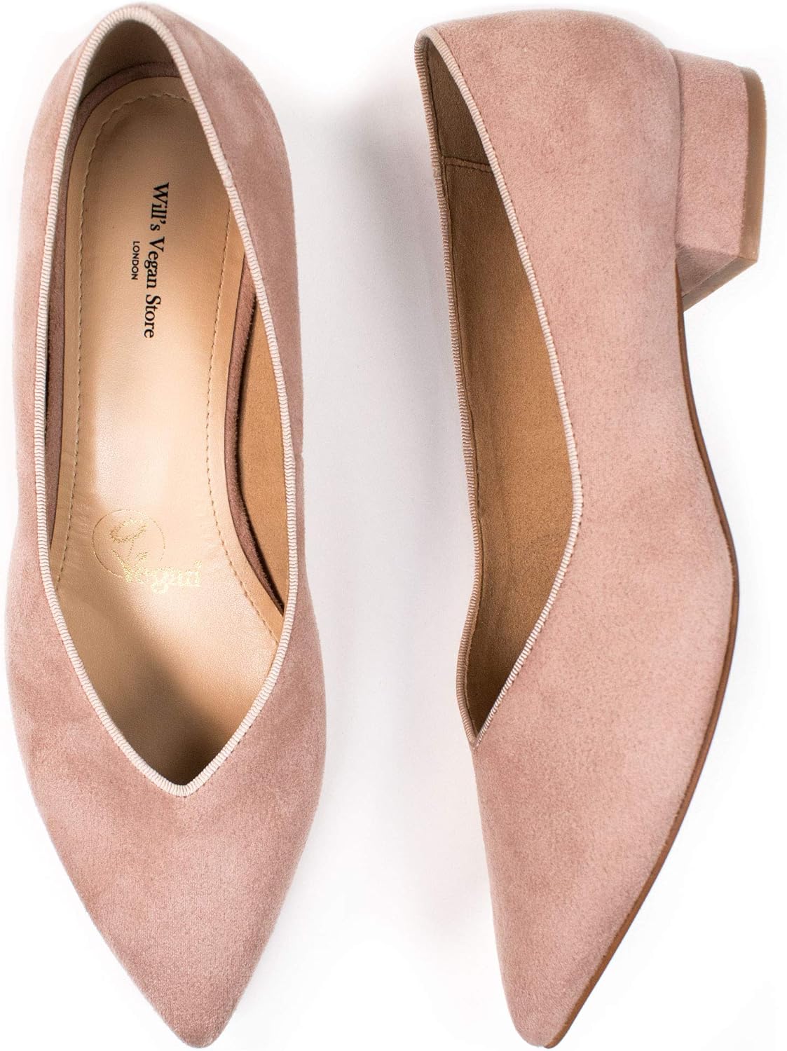 Will's Vegan Shoes Womens Point Flats Pink Vegan Suede Amazon.co.uk