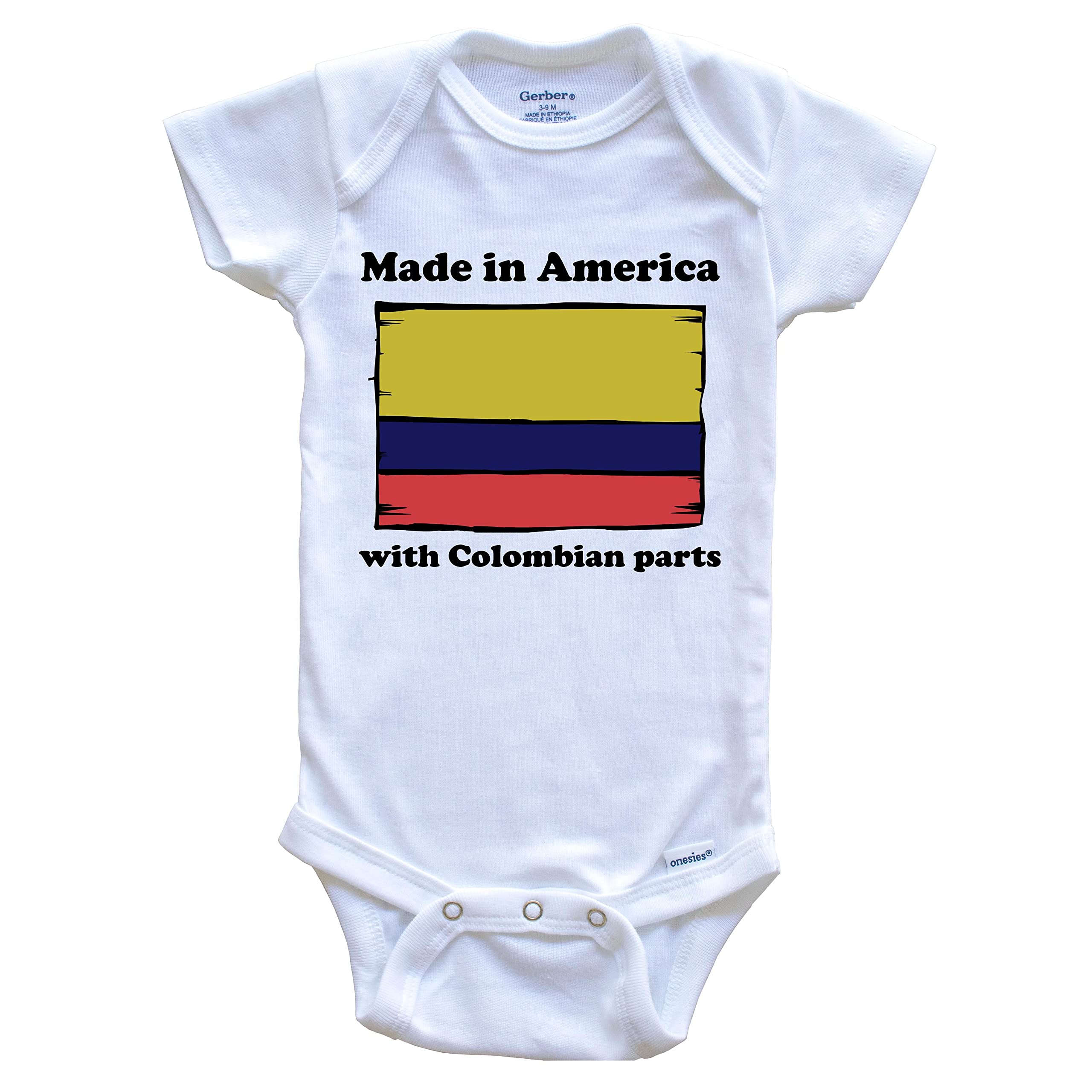 Really Awesome Shirts Made In America With Colombian Parts Funny Colombia Flag One Piece Baby Bodysuit