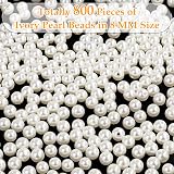 anezus 800 Pcs Ivory Pearl Beads 8mm Sew On Flatback Jewelry Craft view 4