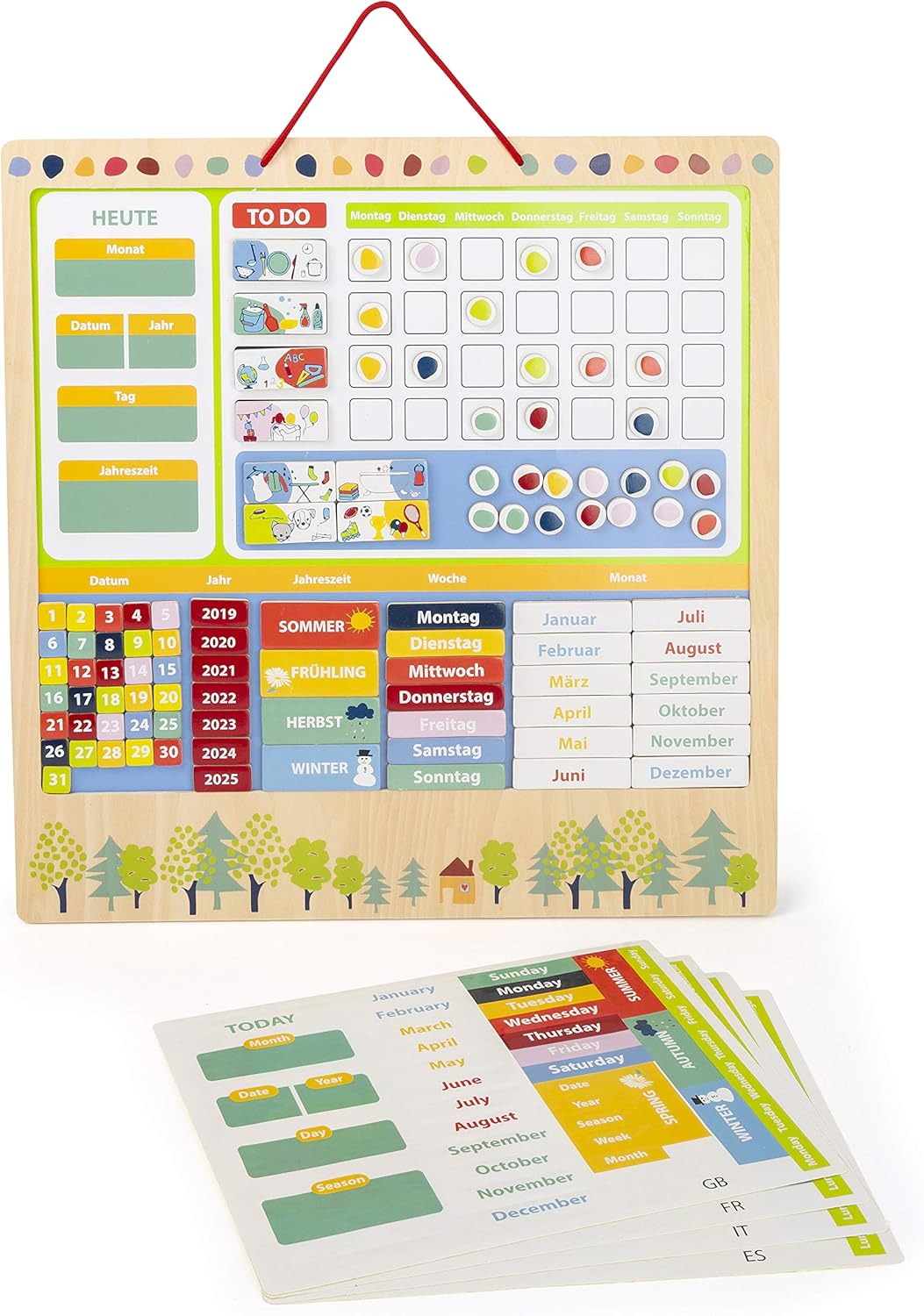 Small Foot 11460 Magnetic Weekly Planner Educate made of FSC® 100%-certified wood, a daily planner for kids' learning - Image 5