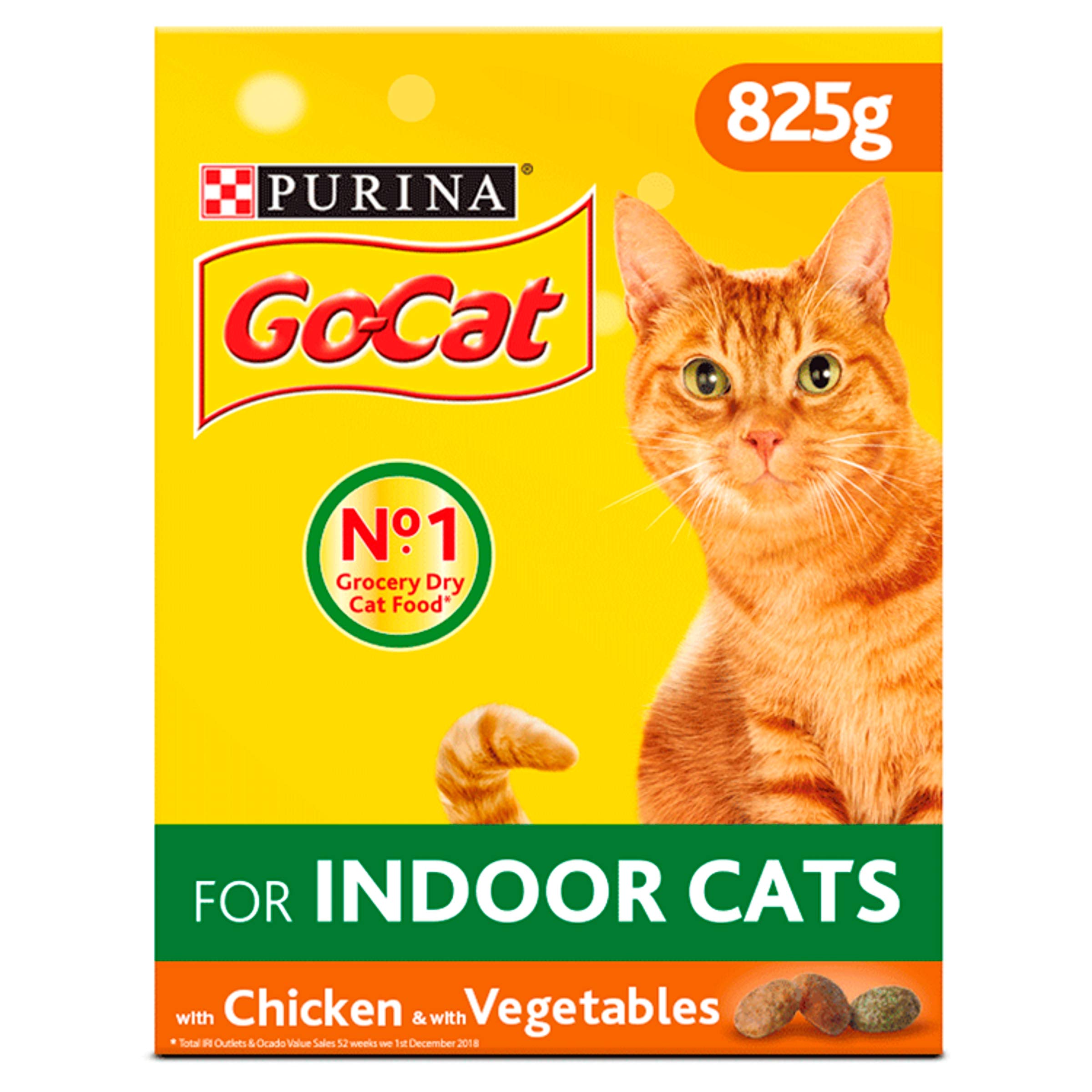 Go-Cat Indoor Cat Dry Cat Food Chicken & Garden Greens 825g (Case of 5)