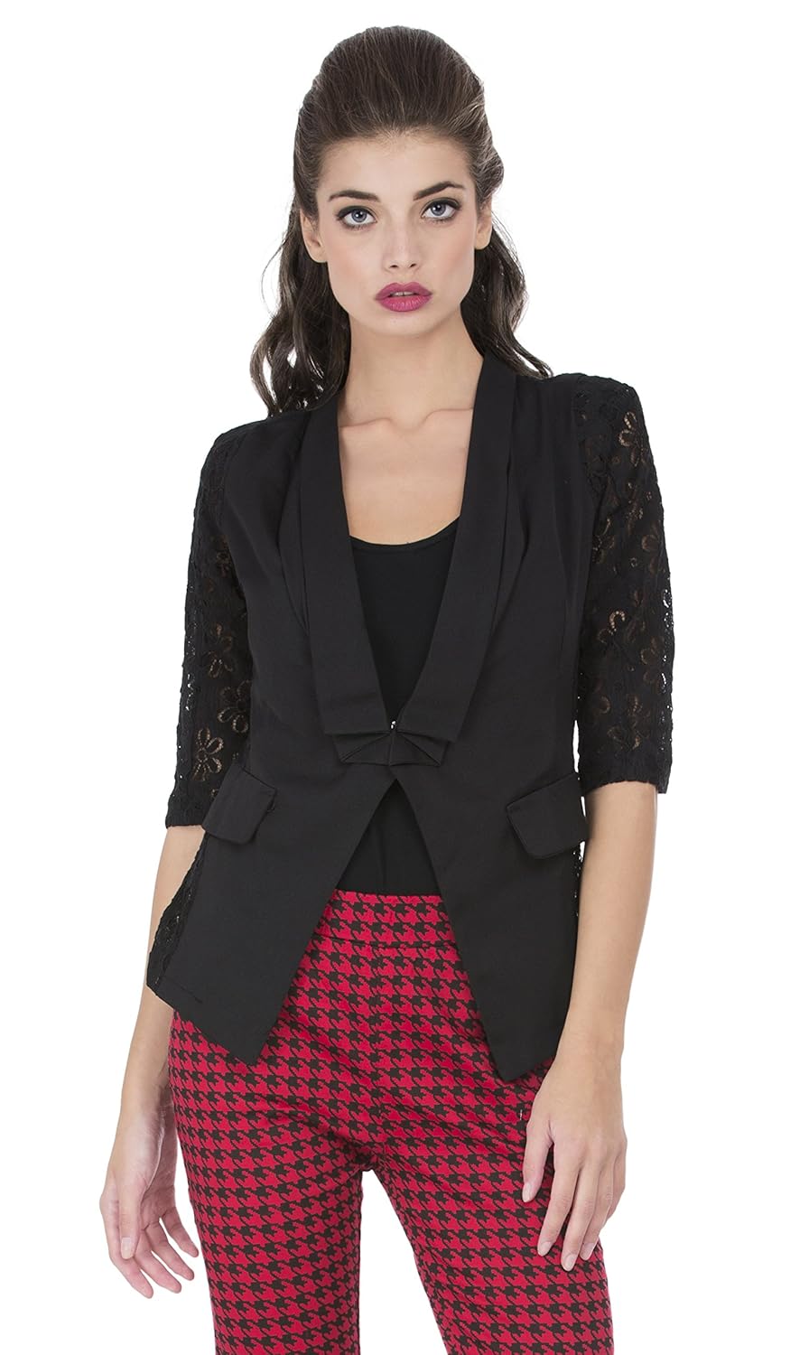 cay stylish black color woman's blazer with collars