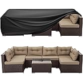 WLEAFJ Patio Furniture Covers Rectangle, Outdoor Table Covers Waterproof, Heavy Duty Outdoor Furniture Cover, Patio Sectional Set Cover 90" L x 64" W x 28" H, Black